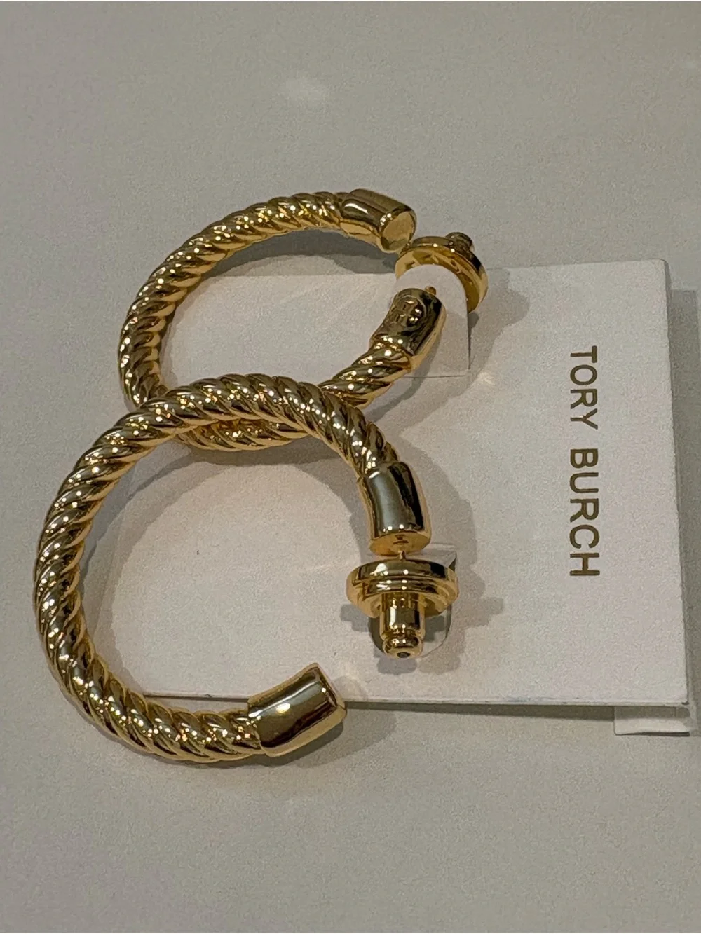 Tory Burch Gold Twisted Rope Hoop Earrings